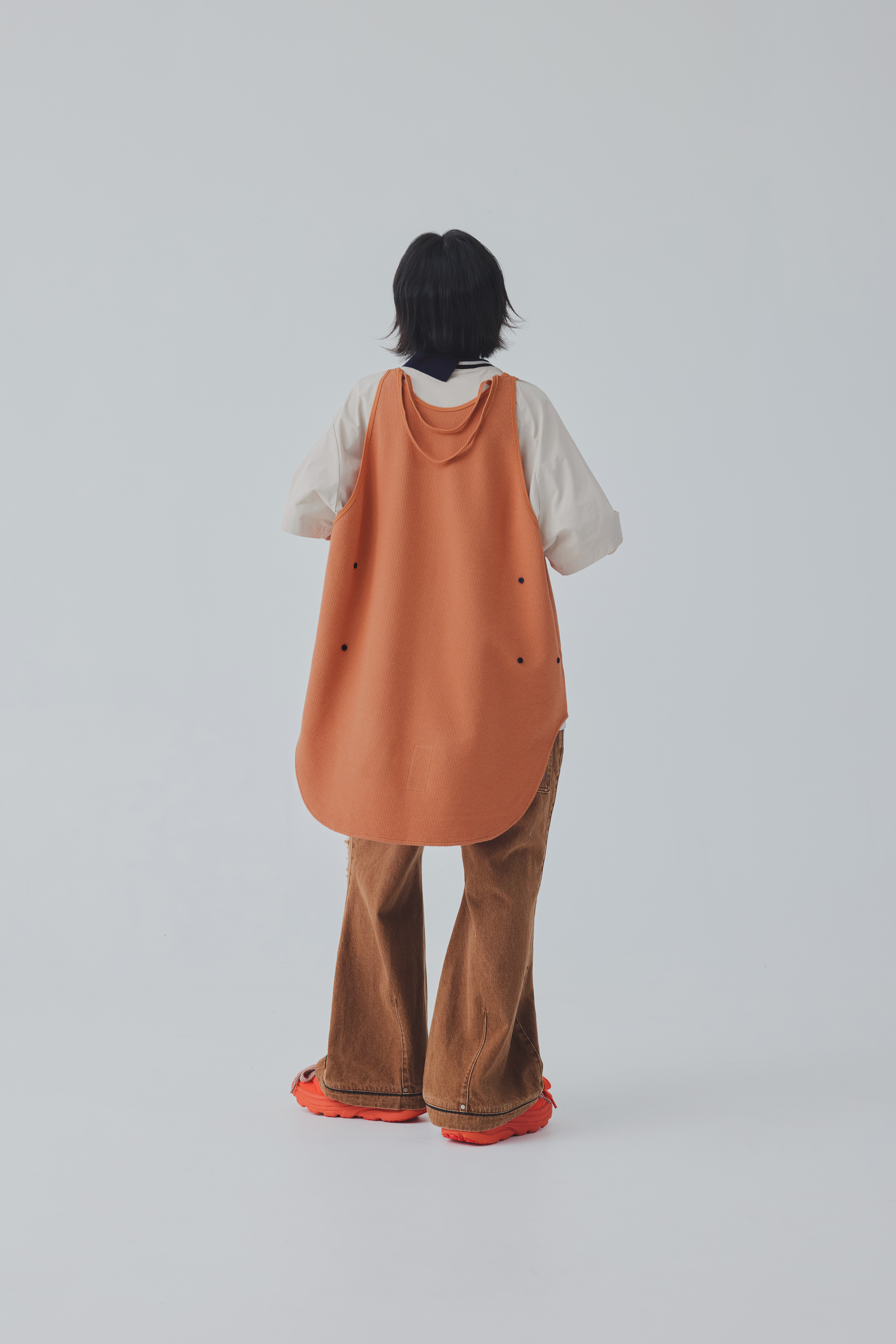 Oversized Waffle Vest｜Orange