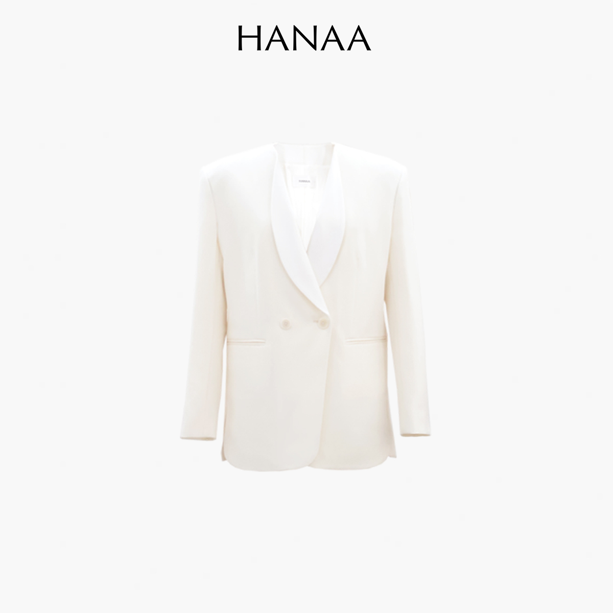 HANAA 新款真絲青果領精紡羊毛西裝外套