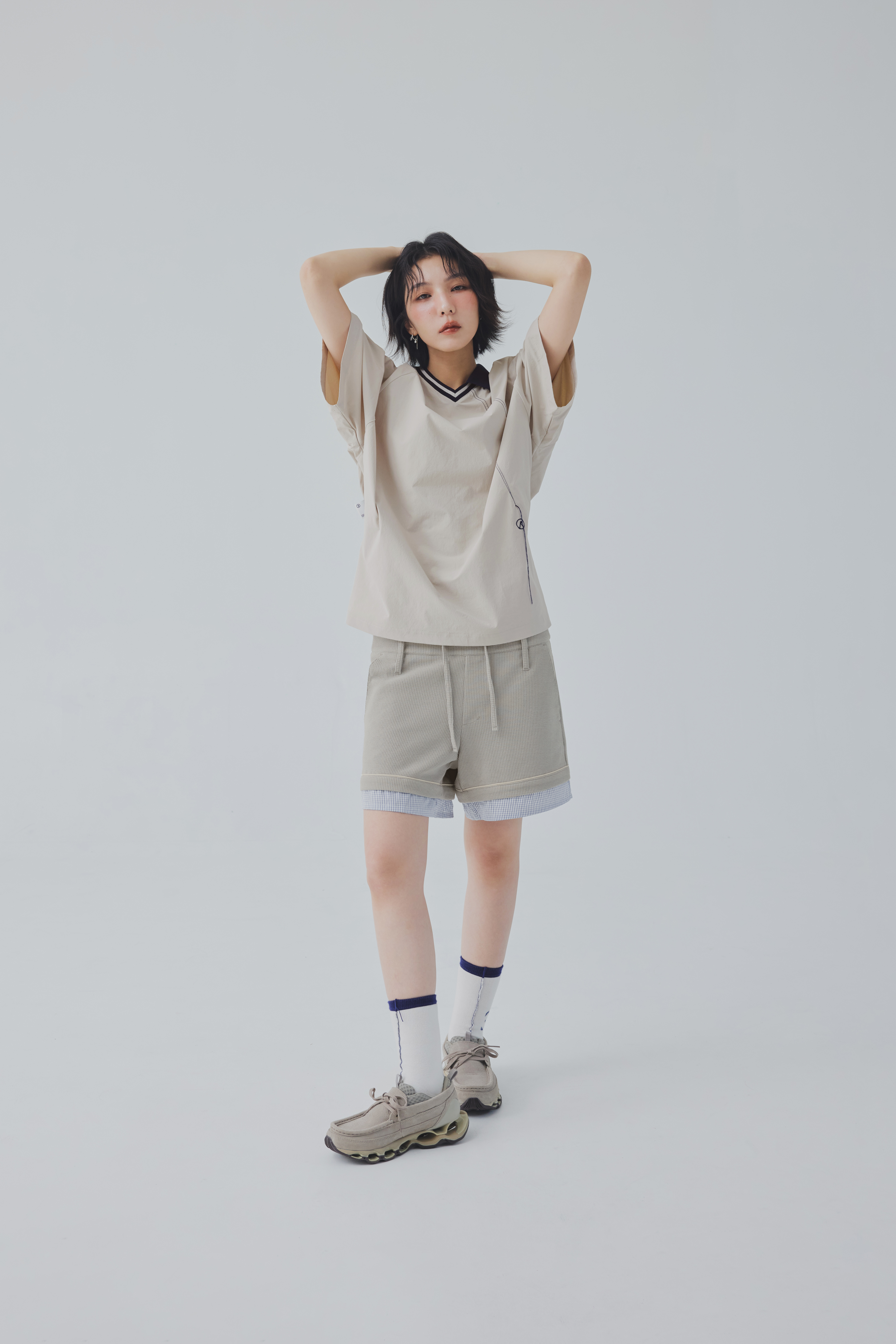 Double Layered Waffle Shorts｜Light Gray