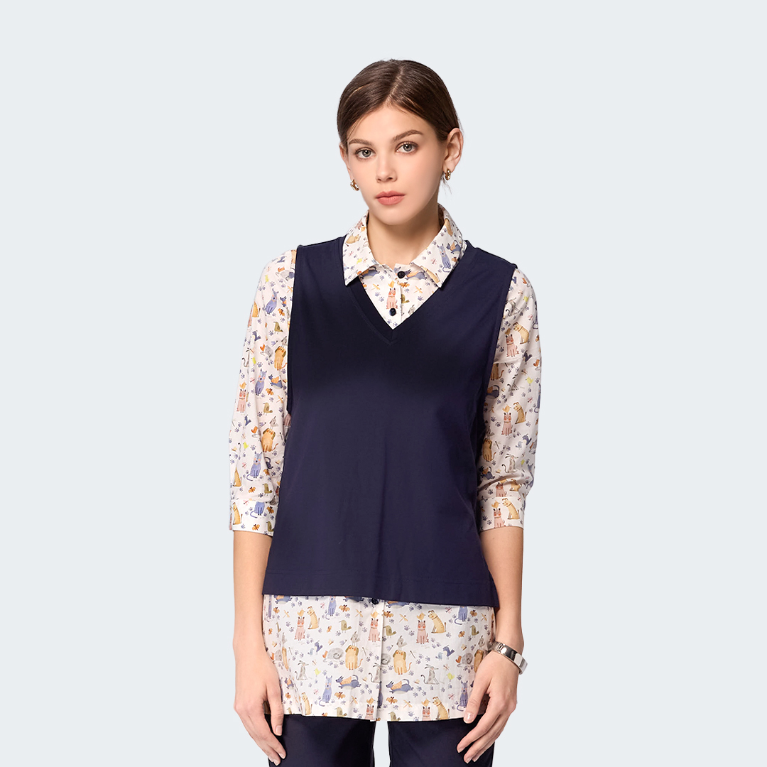 童趣貓步日常純棉襯衫