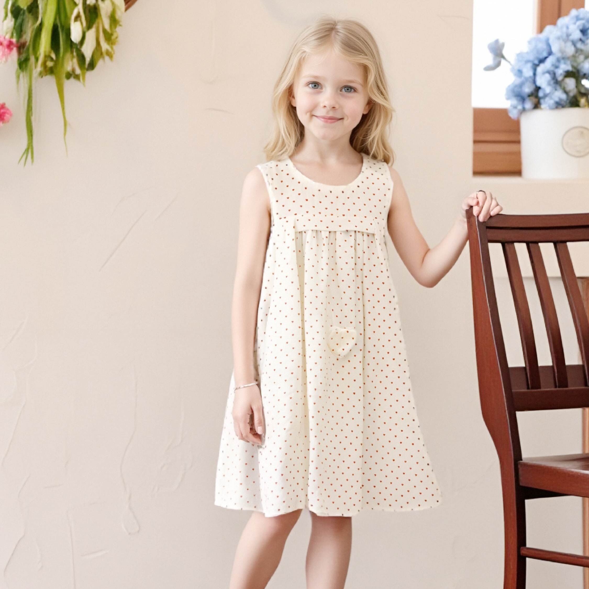 【H50526】甜甜小愛心立體造型無袖洋裝