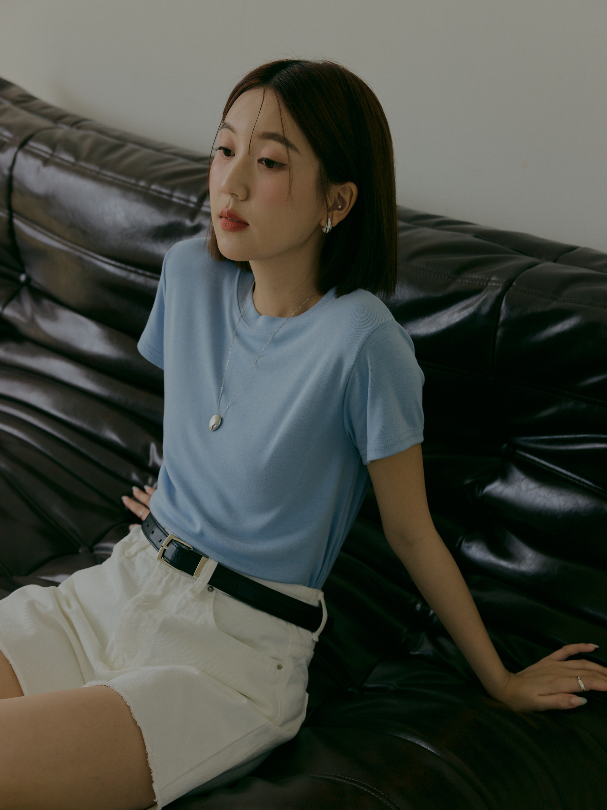 麻糬柔彈圓領短tee