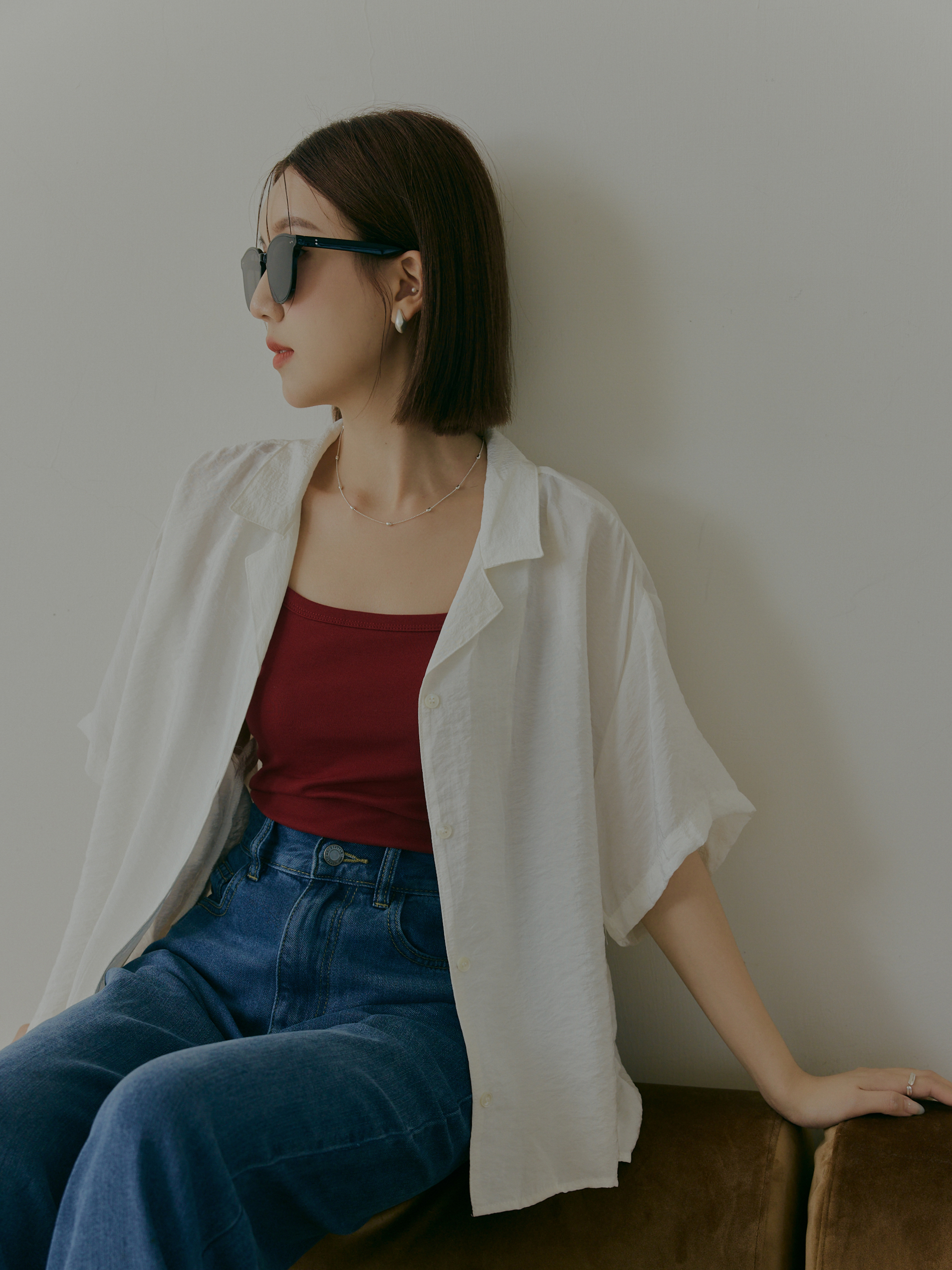 輕柔古巴領皺感襯衫