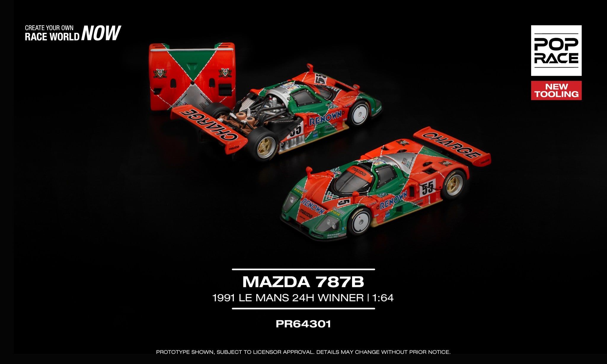1/64 Pop Race  Mazda 787B 1991 Le Mans 24H Winner (PR640301 )