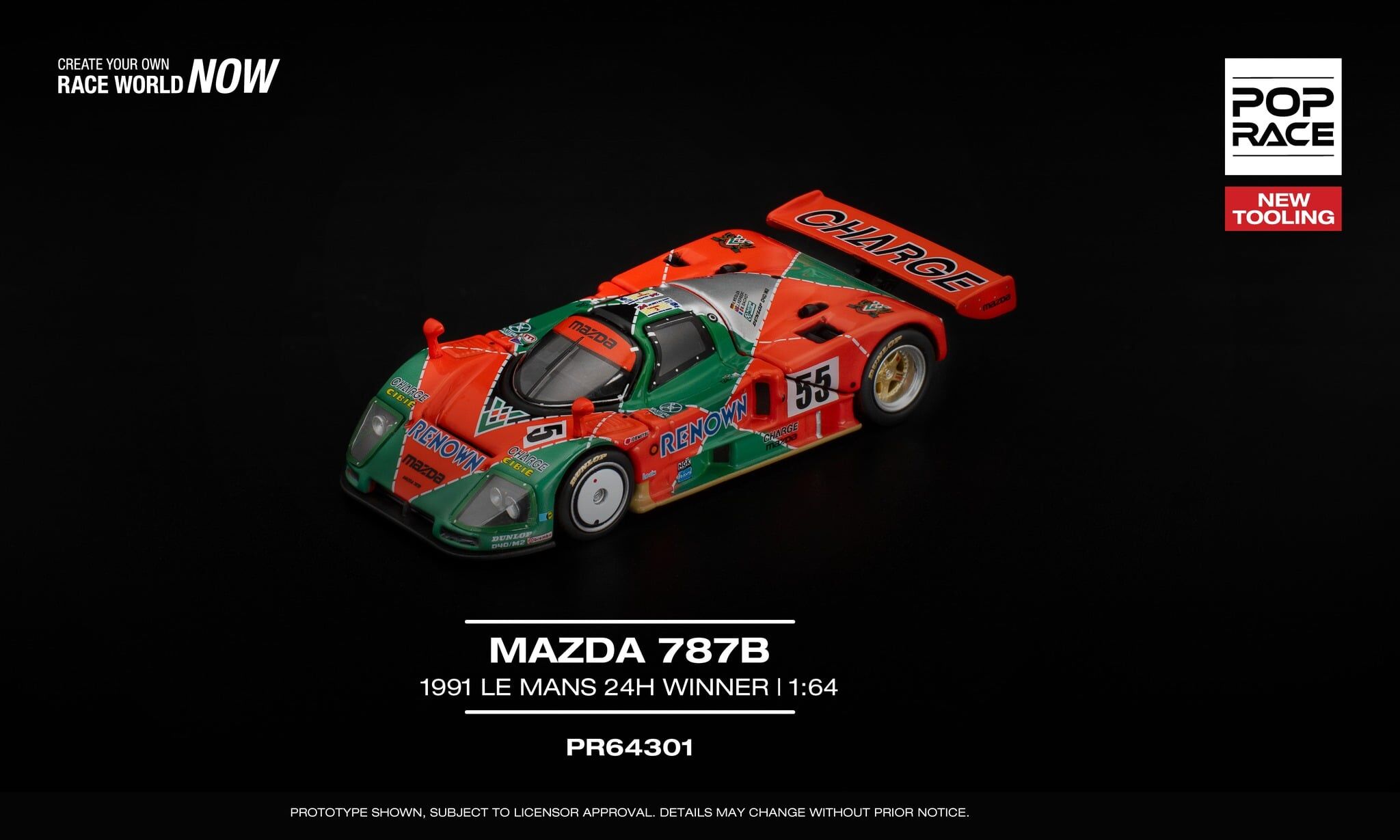 1/64 Pop Race  Mazda 787B 1991 Le Mans 24H Winner (PR640301 )