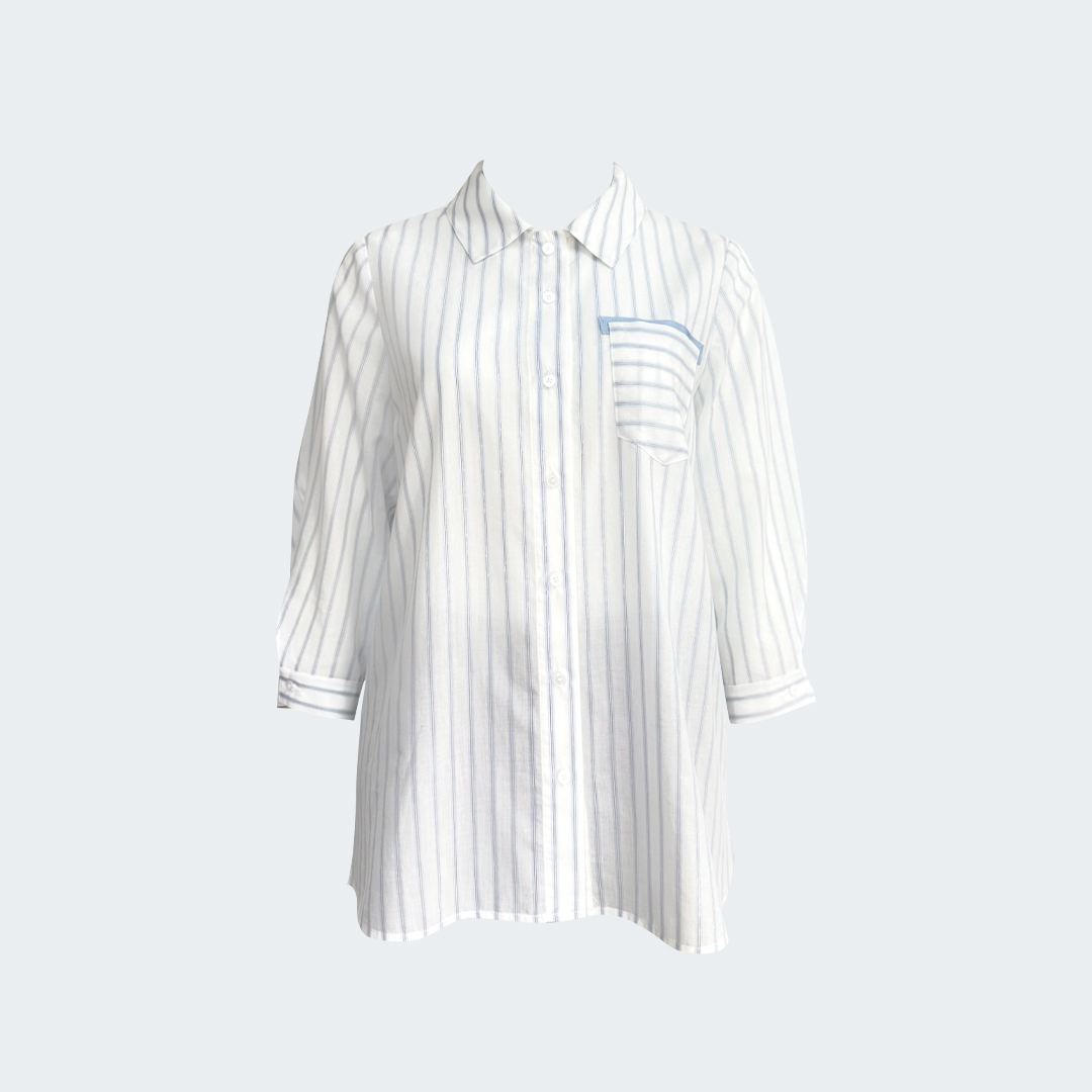 線性構圖純棉條紋襯衫