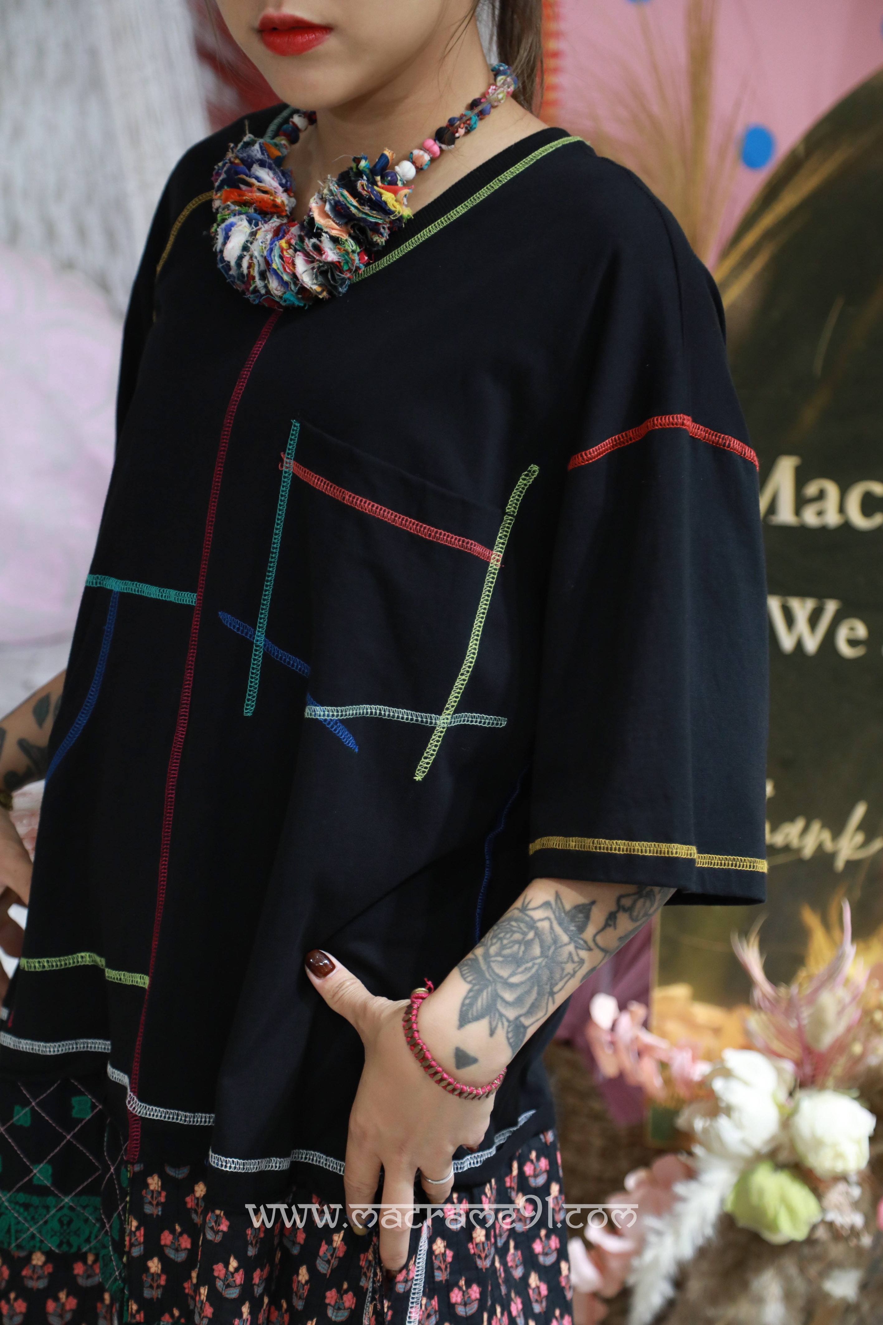 Macrame One piece - M3257C - Black / Purple (0520)