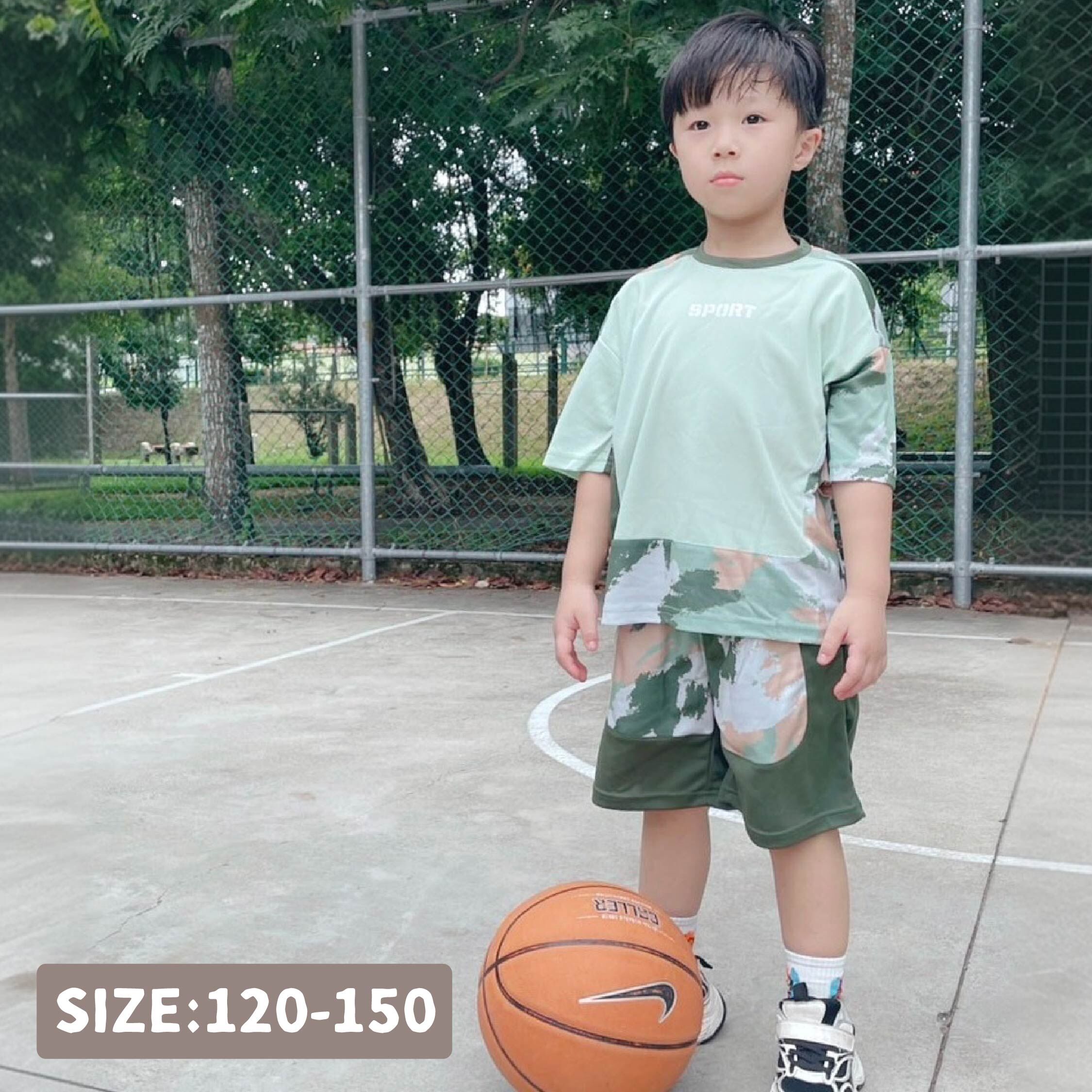 【H50870】帥氣迷彩字母印花運動套裝