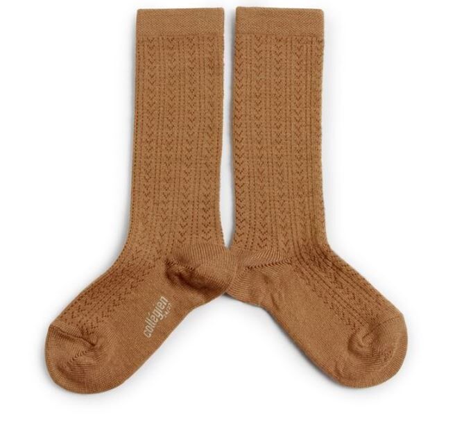 COLLEGIEN 織花高筒襪  Adèle - Caramel au Beurre Salé焦糖