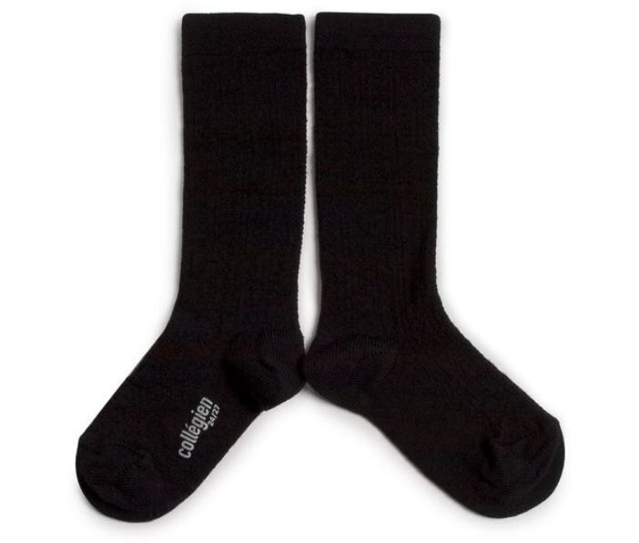 COLLEGIEN 織花高筒襪  Adèle -Noir de Charbon 黑