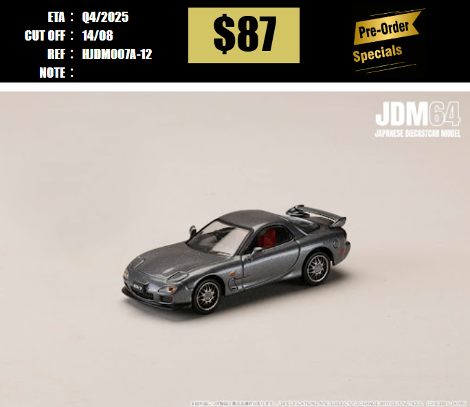 PO-$87 * JDM64 * 1:64 Mazda RX-7 (FD3S) SPIRIT R Type A TITANIUM GRAY METALLIC [OD06/08]