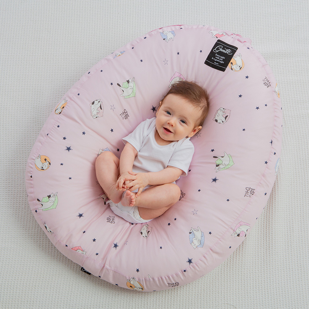 gunite 寶寶懶骨頭‧包覆機能親子互動窩(天絲棉加層坐墊系列)｜Chill慵懶貓