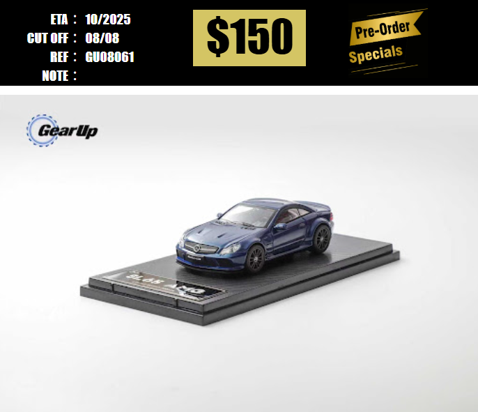 PO-$150 * GEAR UP MODELS * 1:64 SL65 AMG BLACK SERIES BLUE [OD06/08]