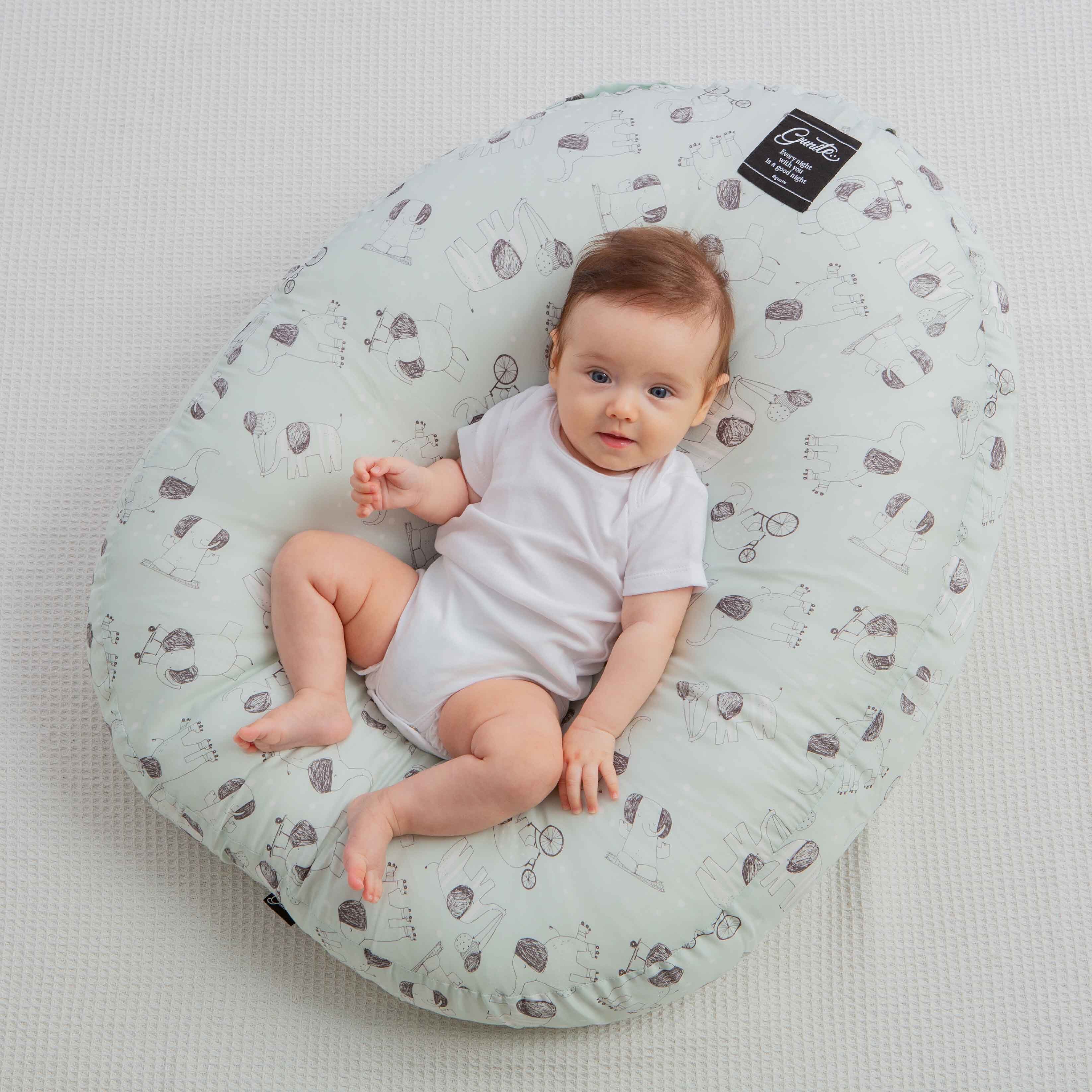 gunite 寶寶懶骨頭‧包覆機能親子互動窩(天絲棉加層坐墊系列)｜Elly大象