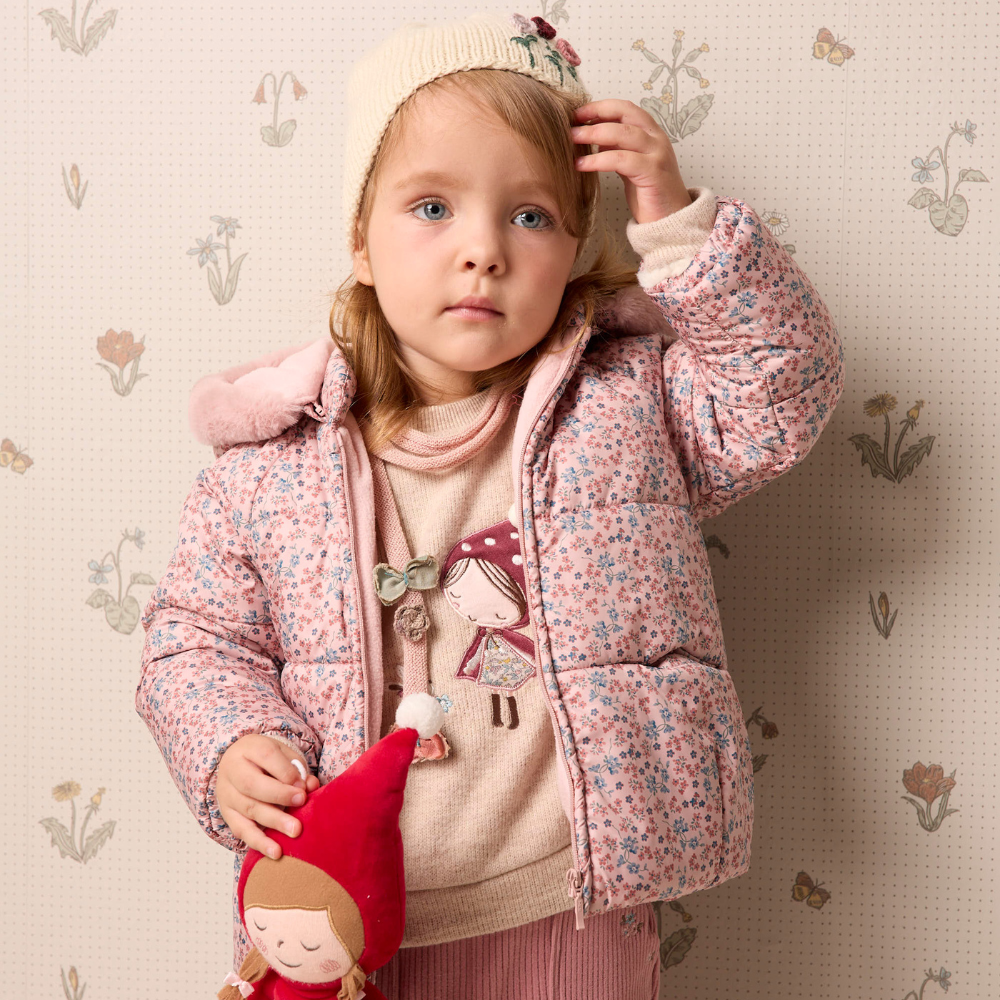 PIPPY 滿版印花連帽風衣鋪棉外套 粉