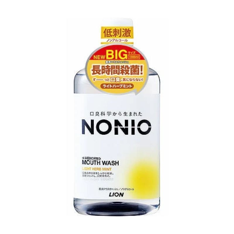 獅王 NONIO 漱口水1000ml 清新柔和薄荷 黃 (Barcode: 4903301291947)