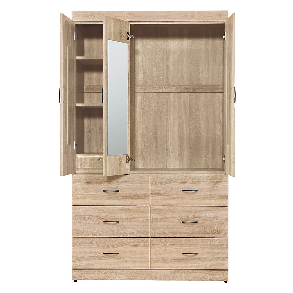 維坦斯3.9尺三門六抽衣櫃