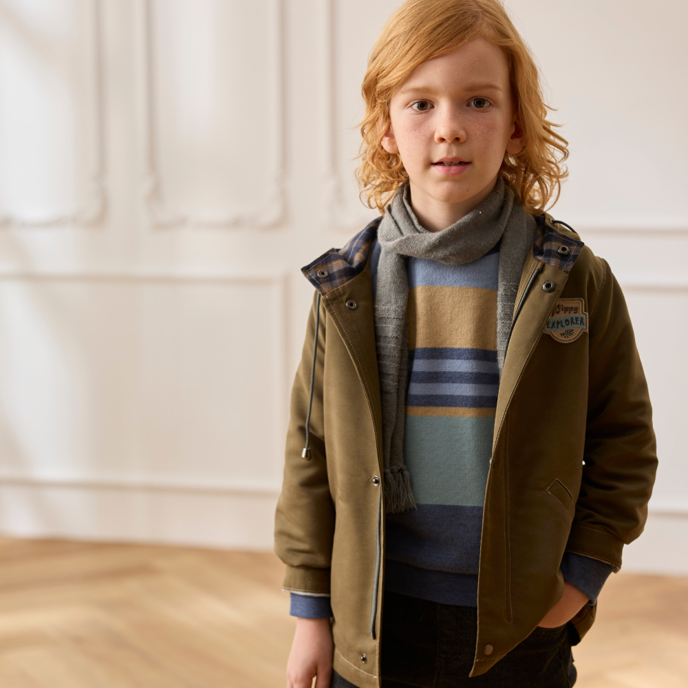 PIPPY 帥氣簡約連帽風衣外套 綠