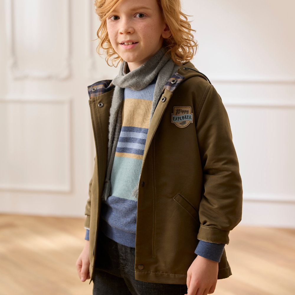 PIPPY 帥氣簡約連帽風衣外套 綠