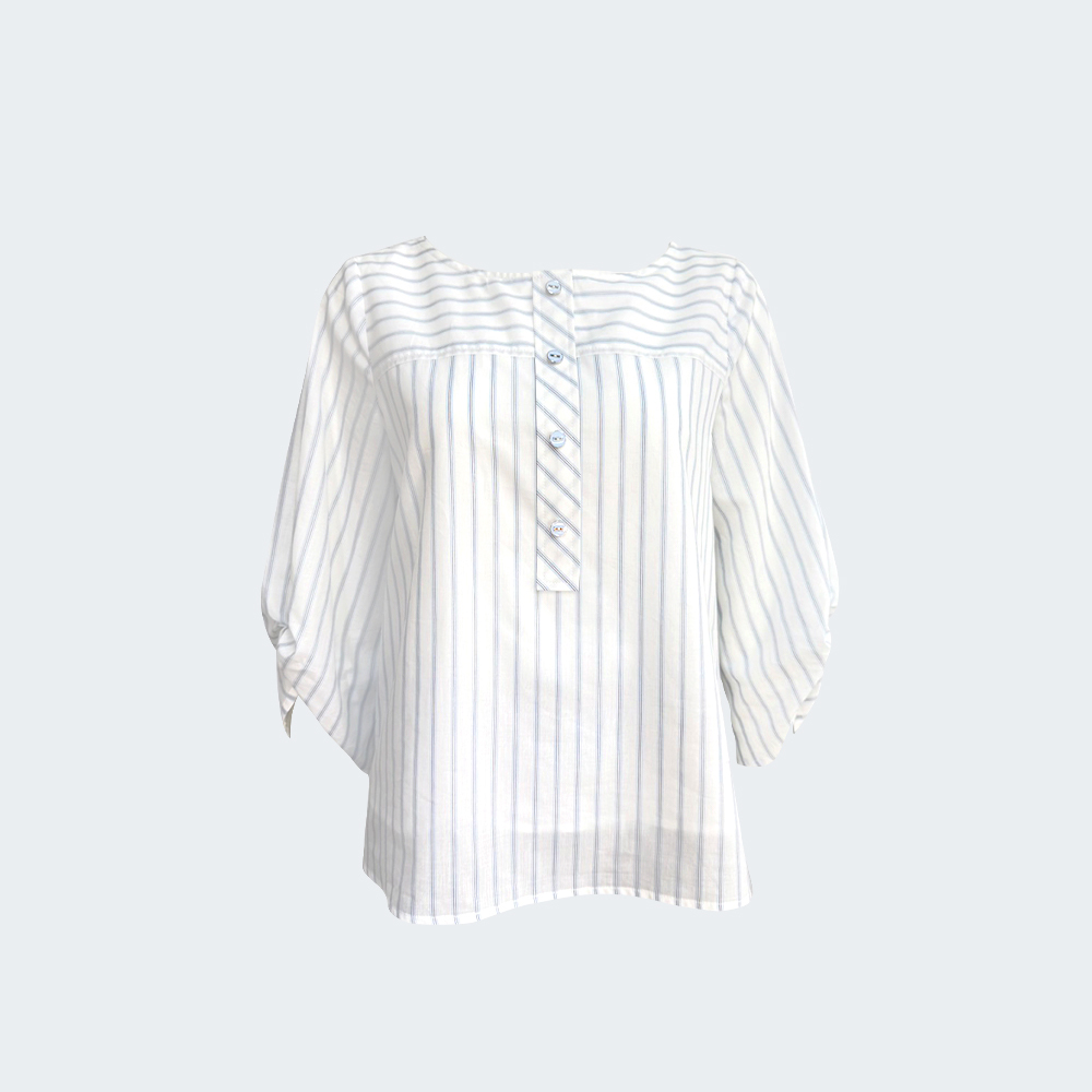 藍調節奏半開類襟衫上衣