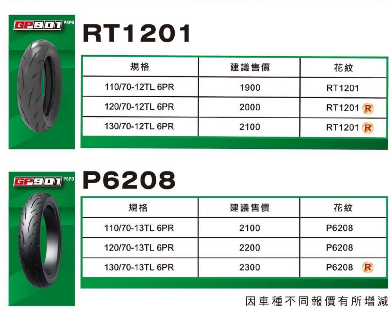 【GP901】綠標 半熱熔胎 鋼絲胎 尼龍胎 12吋 13吋 15吋  17吋