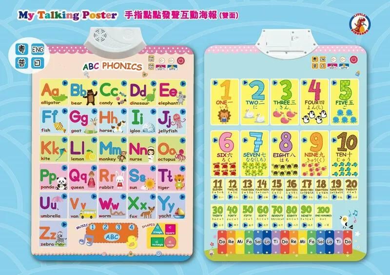 🎉🎉My Talking Poster (ABC Phonics and Numbers)【手指點點發聲互動海報~雙面】