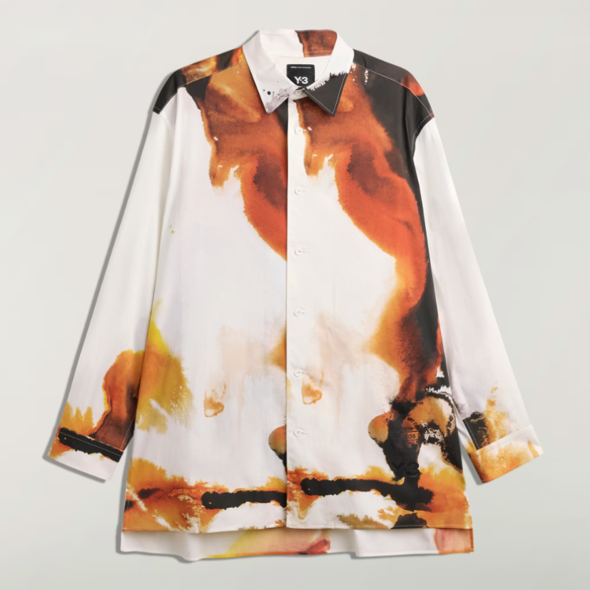 【 Y-3 AOP SHIRT 琥珀流光長袖襯衫 - 白 】