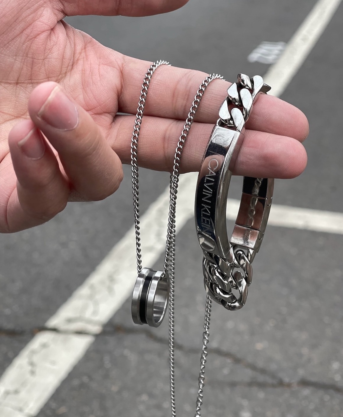 CALVIN KLEIN CK 古巴鍊 手鏈 可調節