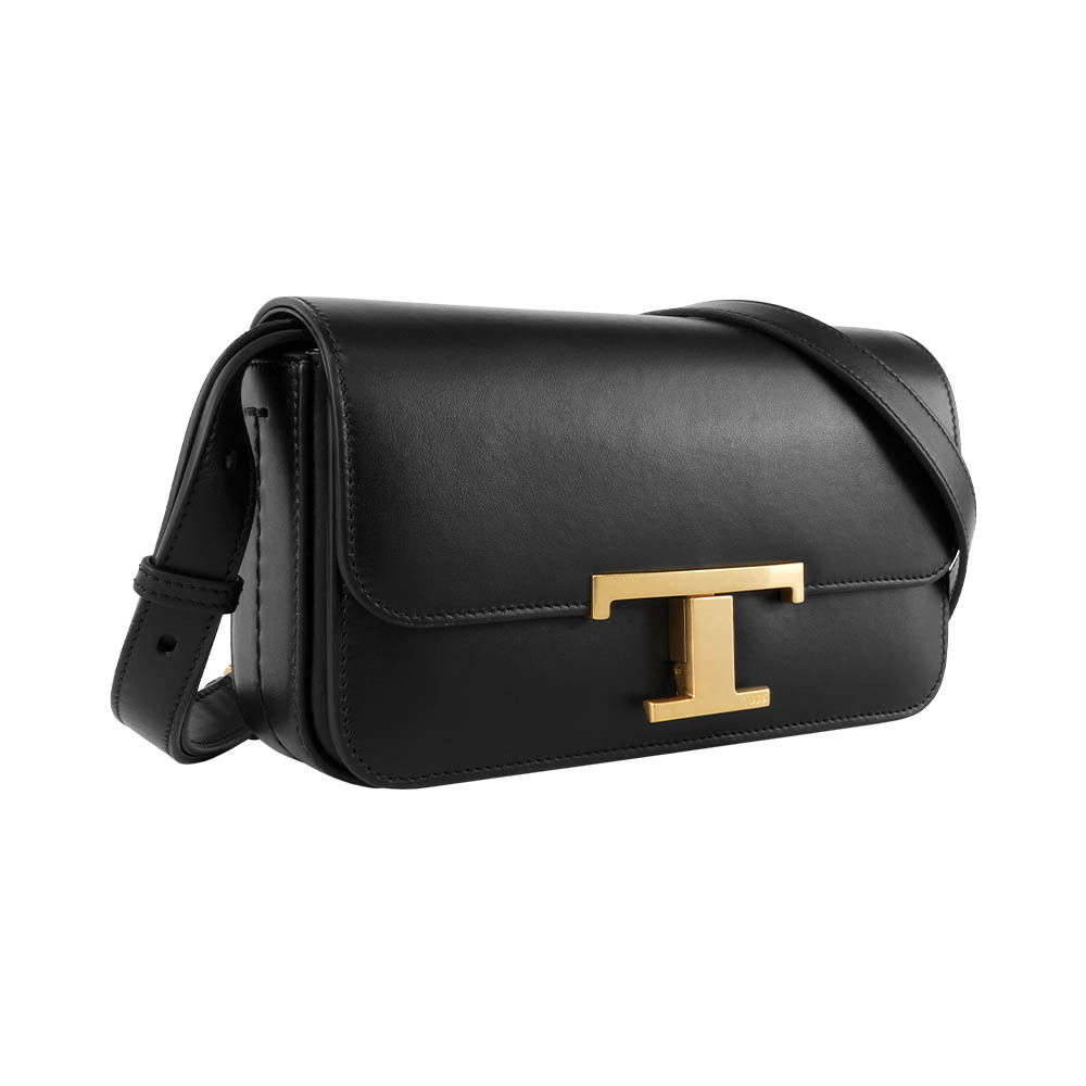 【Tod's】T Timeless 光滑小牛皮翻蓋長型二用包(Micro)(黑色)