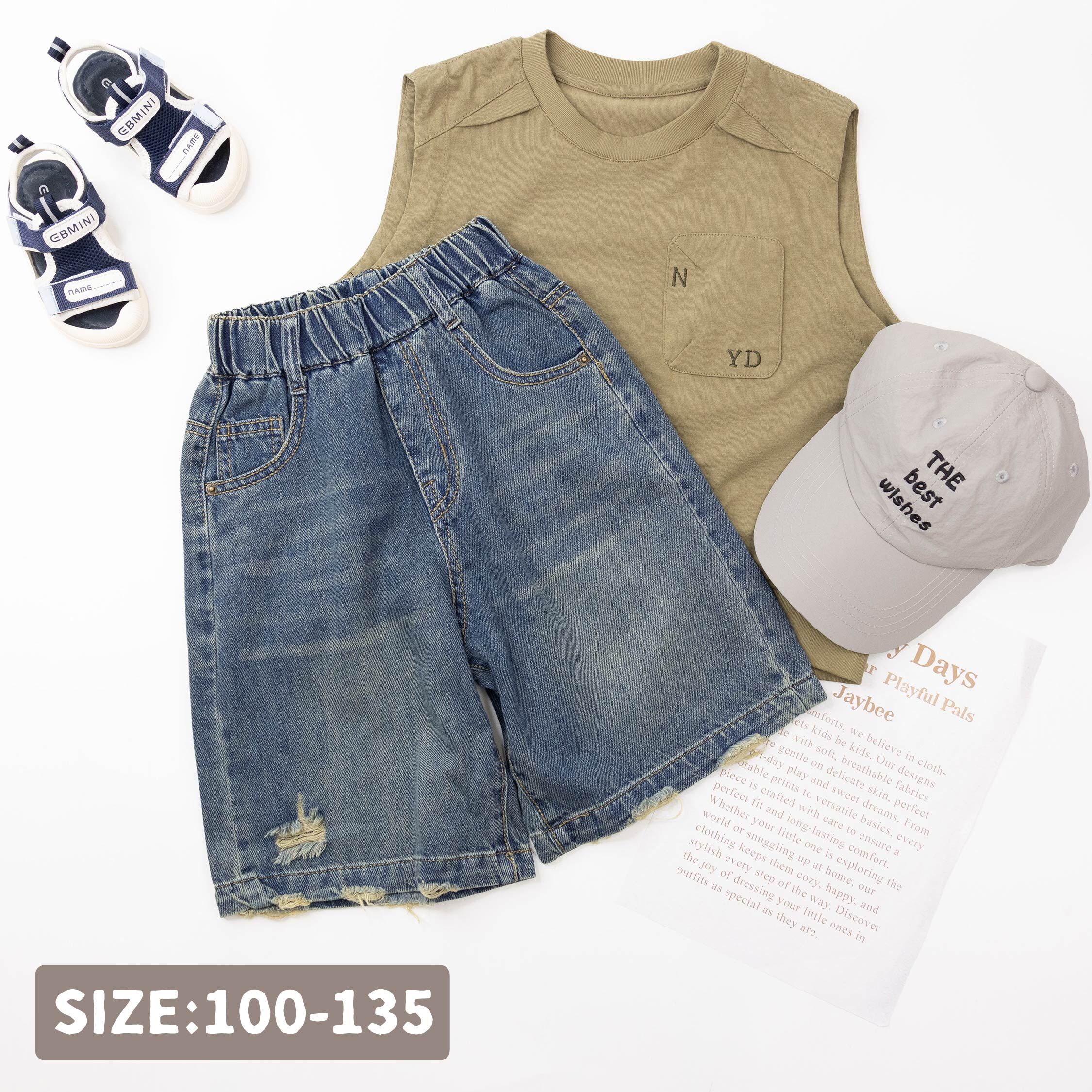 【H50925】仿舊設計刷破造型牛仔褲