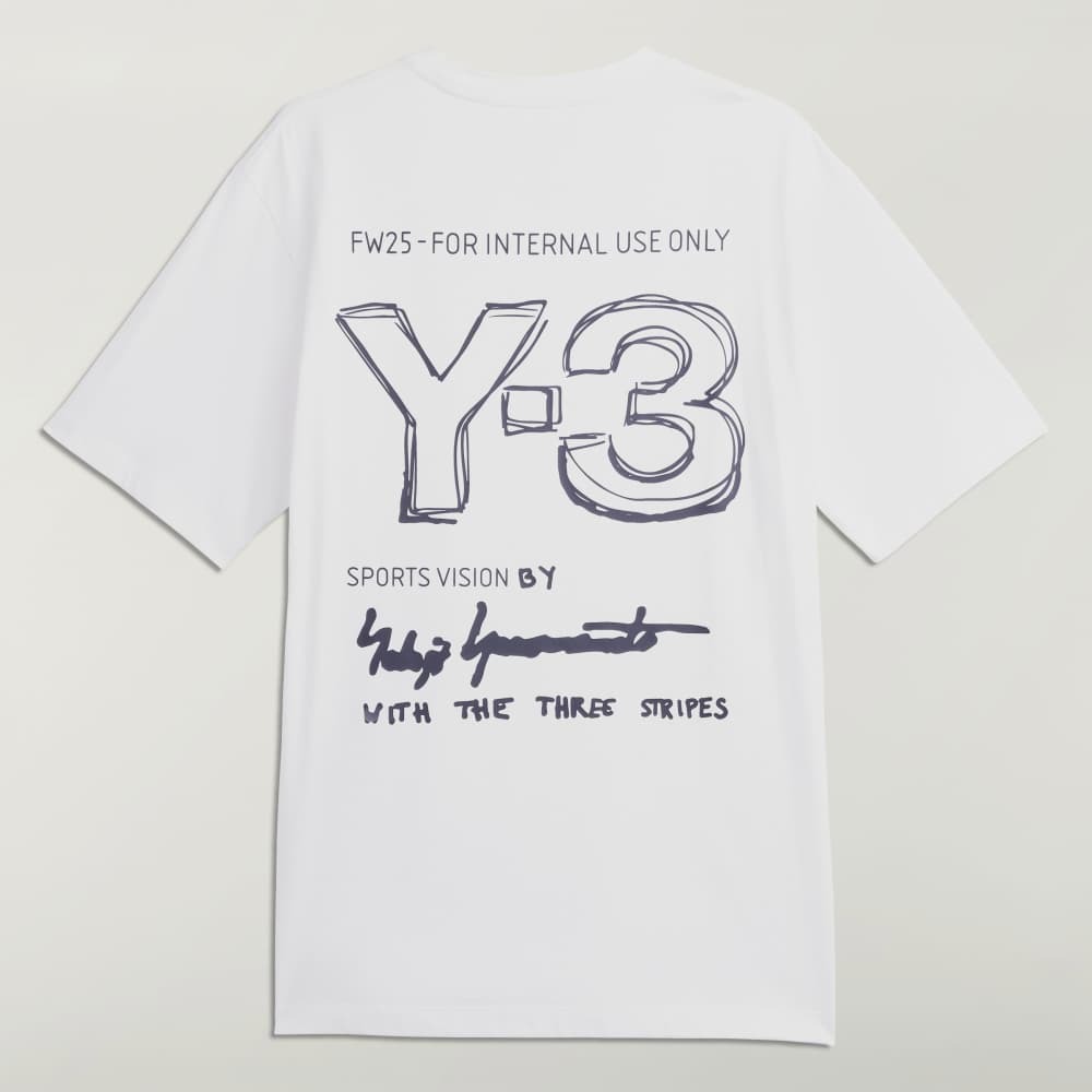 【 Y-3 M MERCH SS 手寫標語短T - 白 】