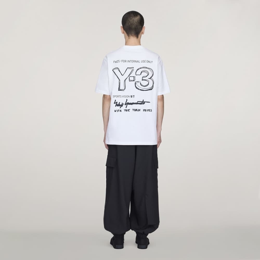 【 Y-3 M MERCH SS 手寫標語短T - 白 】