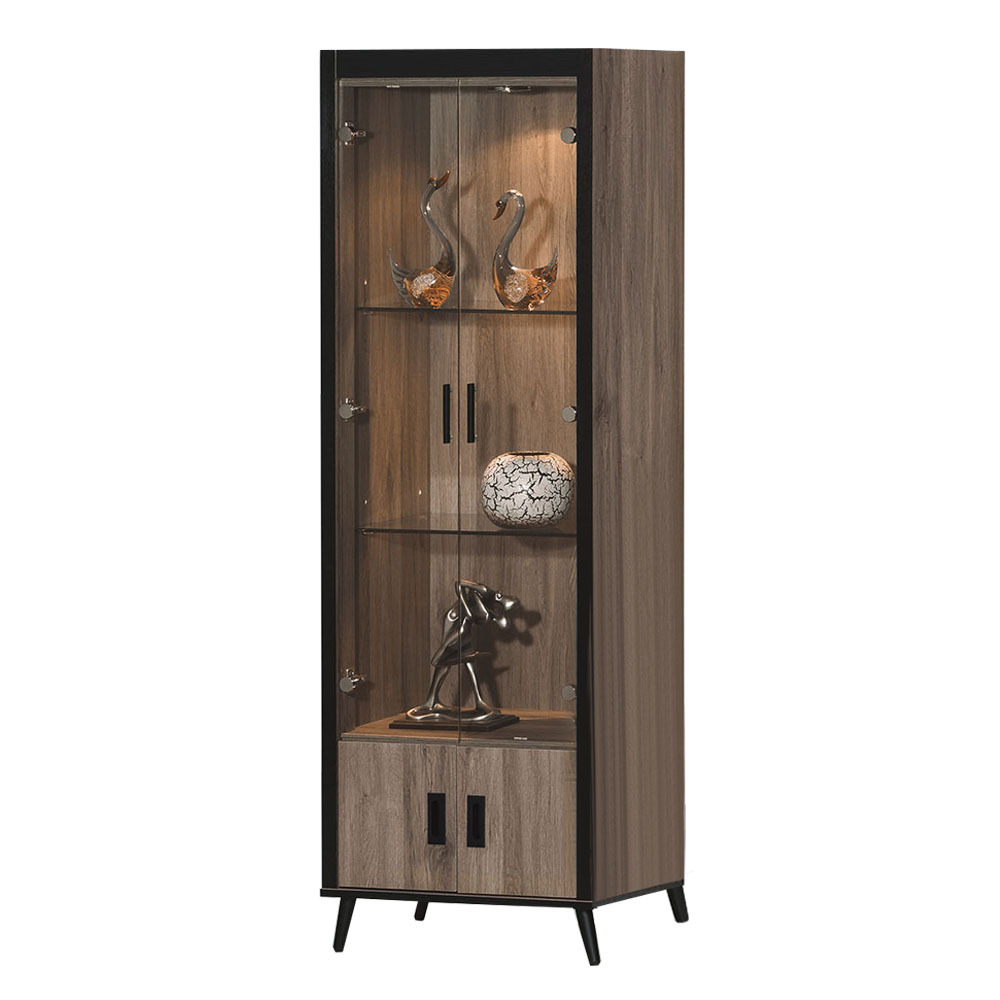 溫森2尺工業風四門高展示櫃/置物收納櫃(玻璃門)