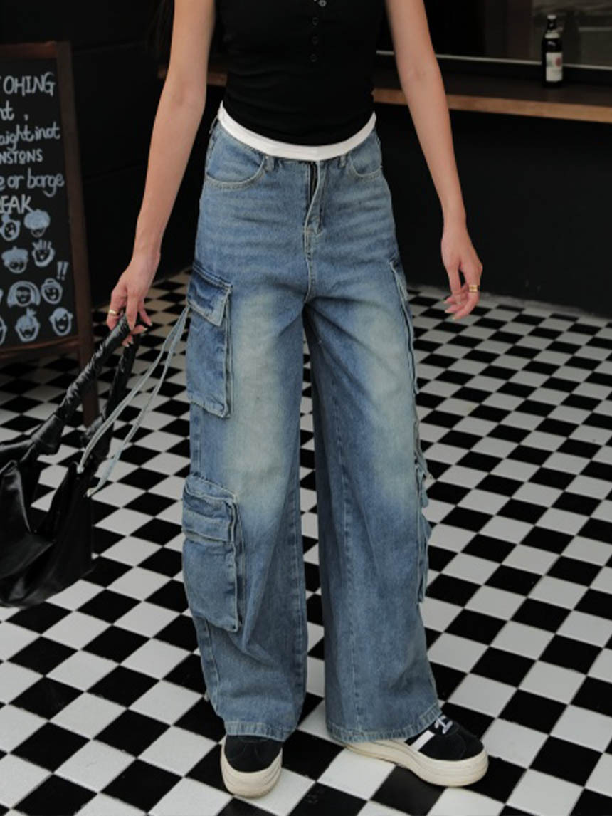 個性牛仔工裝牛仔褲*2色