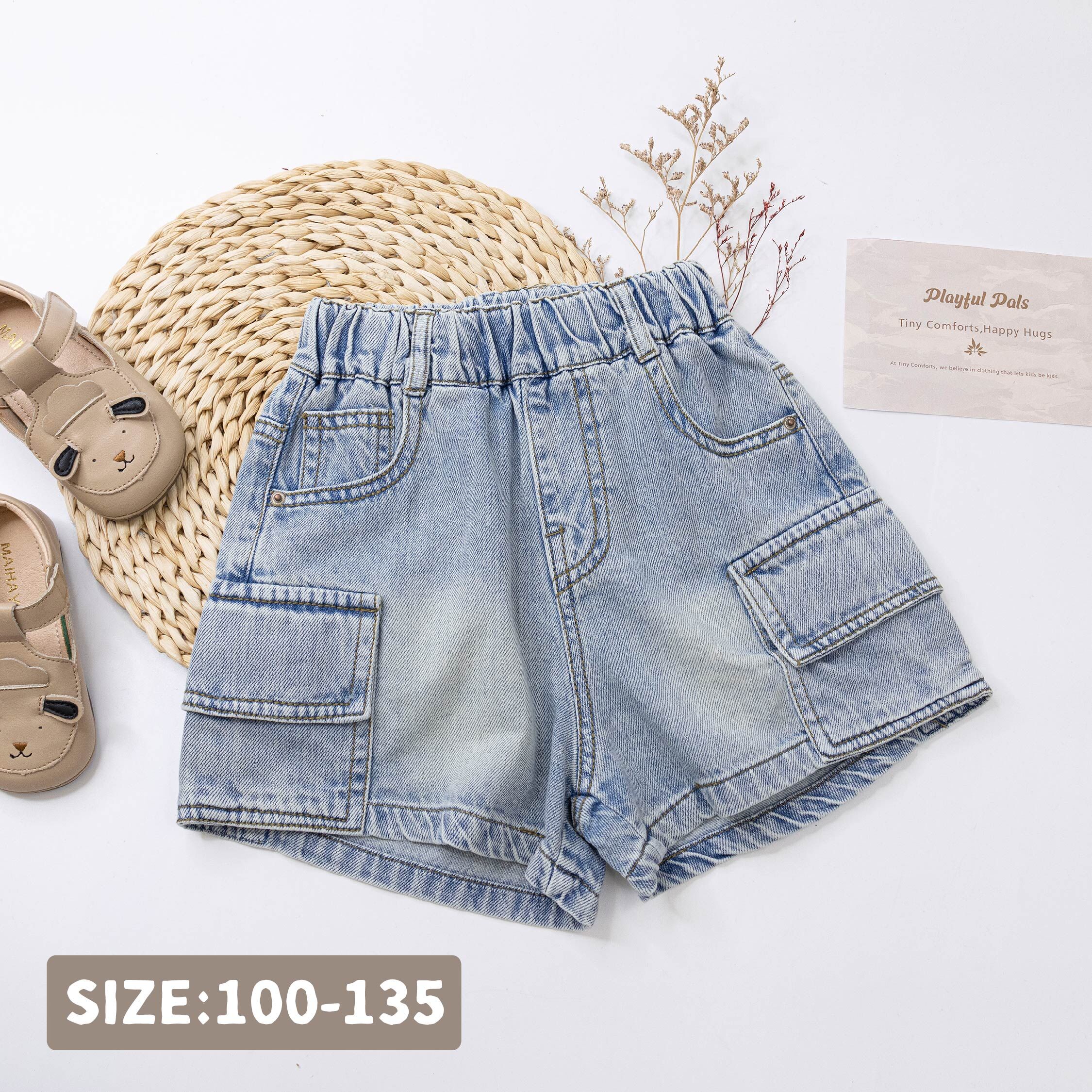 【H50904】率性質感工裝牛仔短褲