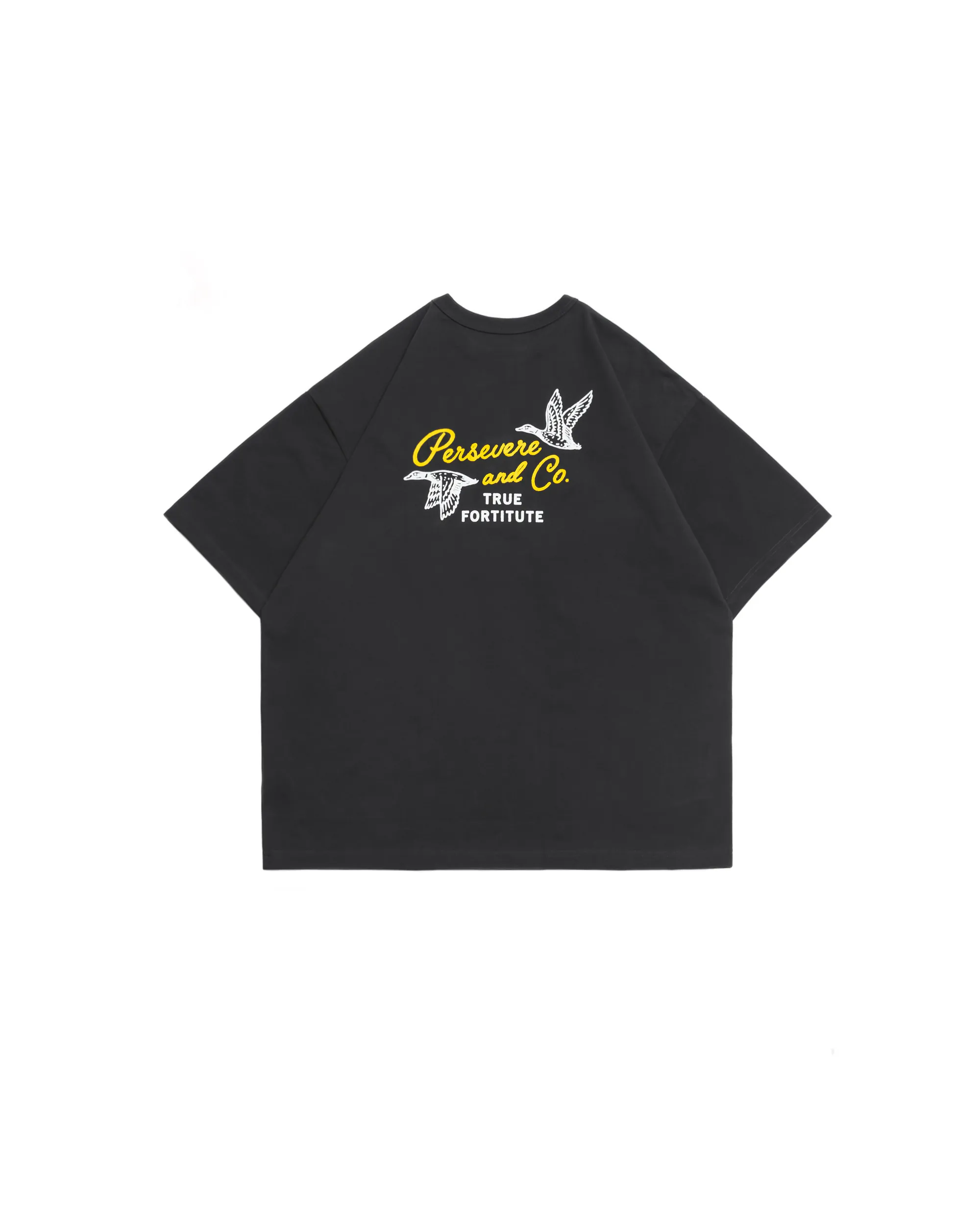 PERSEVERE CHAIN-STITCHED GRAPHIC T-SHIRT - CHARCOAL GREY