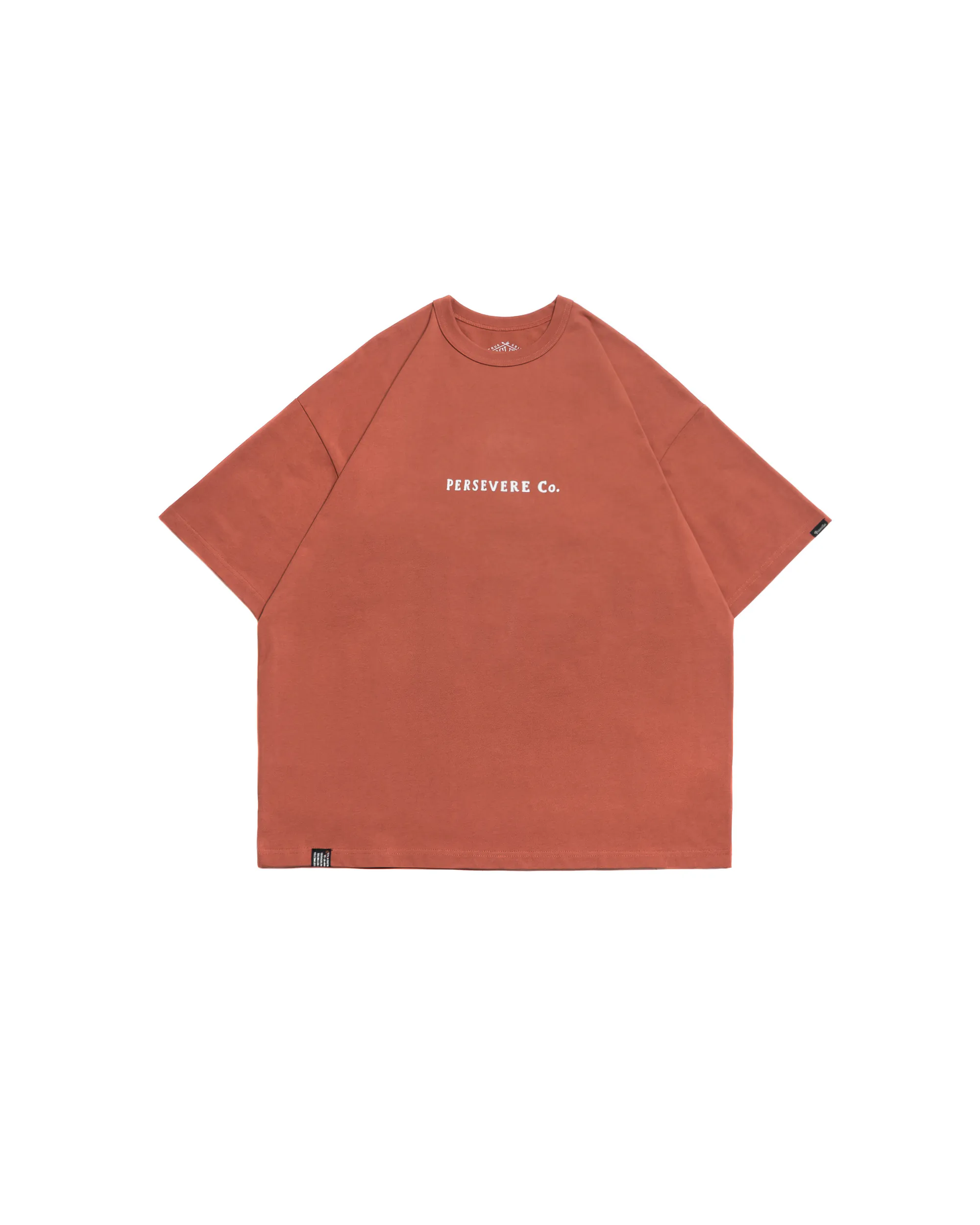 PERSEVERE CHAIN-STITCHED GRAPHIC T-SHIRT - DARK ORANGE