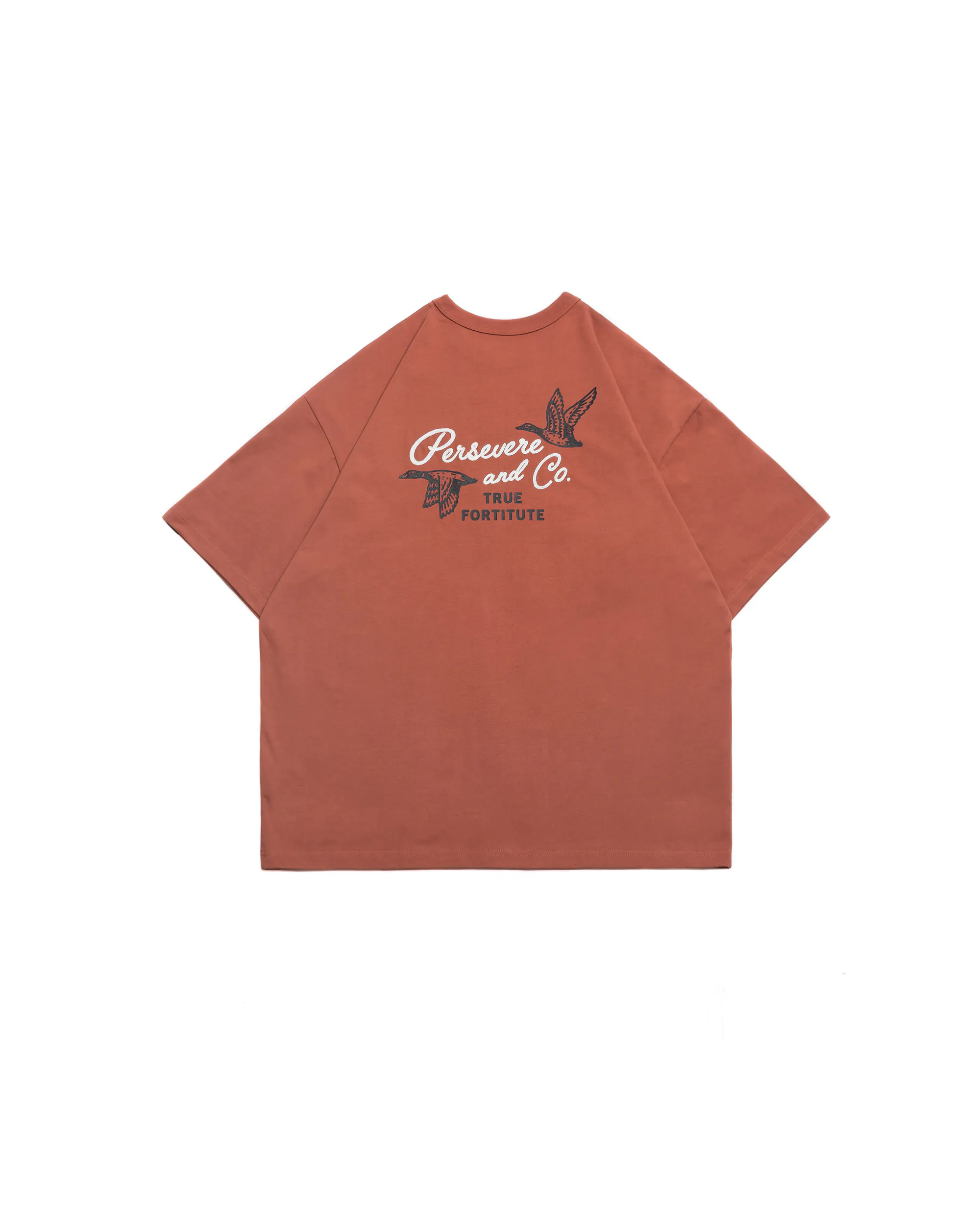 PERSEVERE CHAIN-STITCHED GRAPHIC T-SHIRT - DARK ORANGE