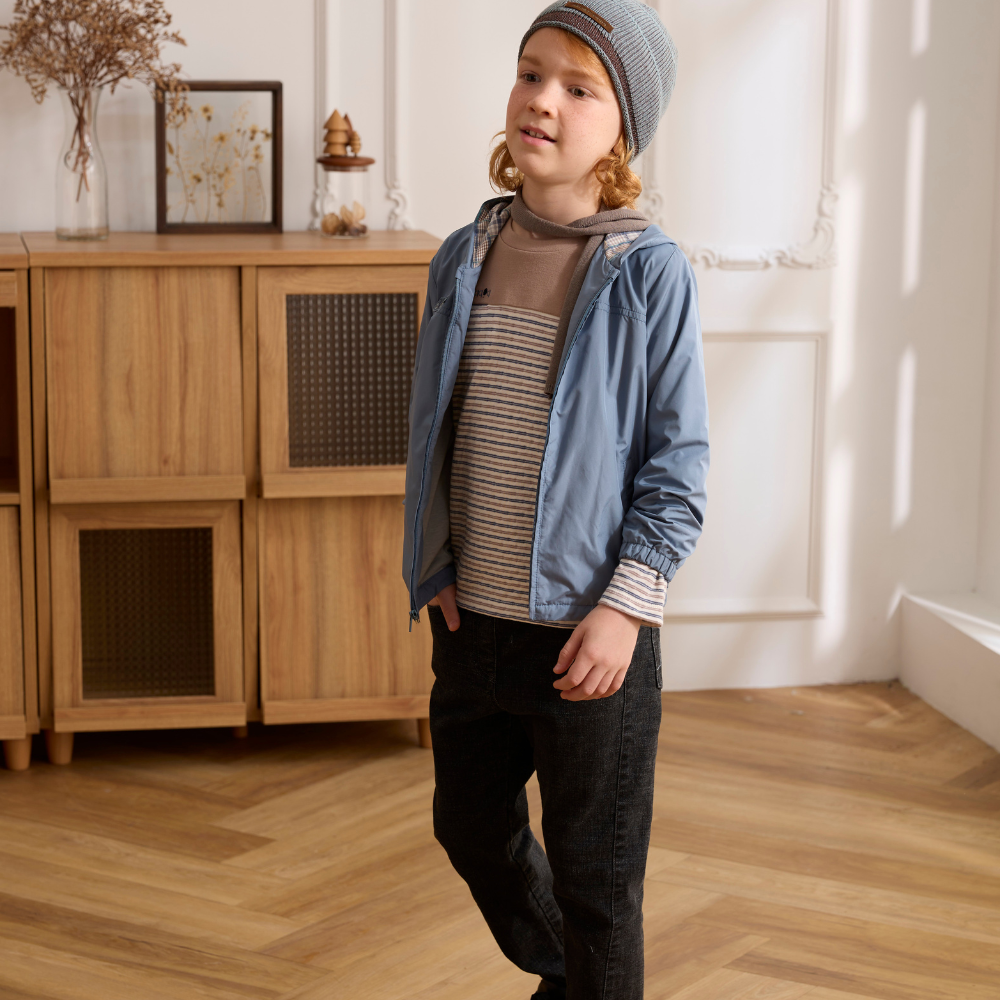 PIPPY帥氣牛仔鬆緊褲圍長褲 灰