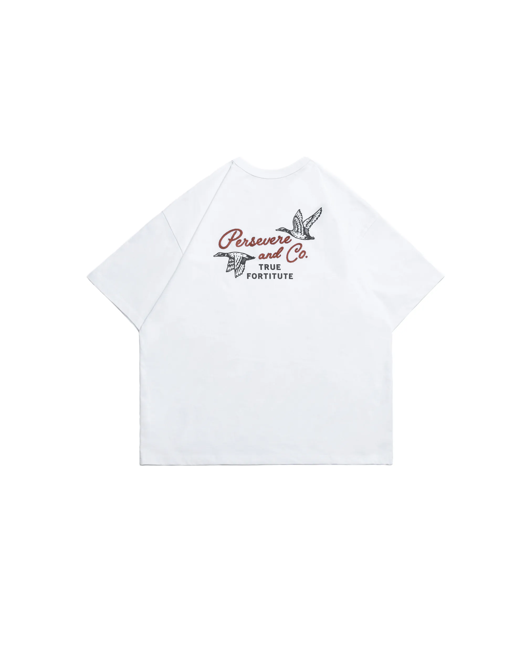 PERSEVERE CHAIN-STITCHED GRAPHIC T-SHIRT - WHITE