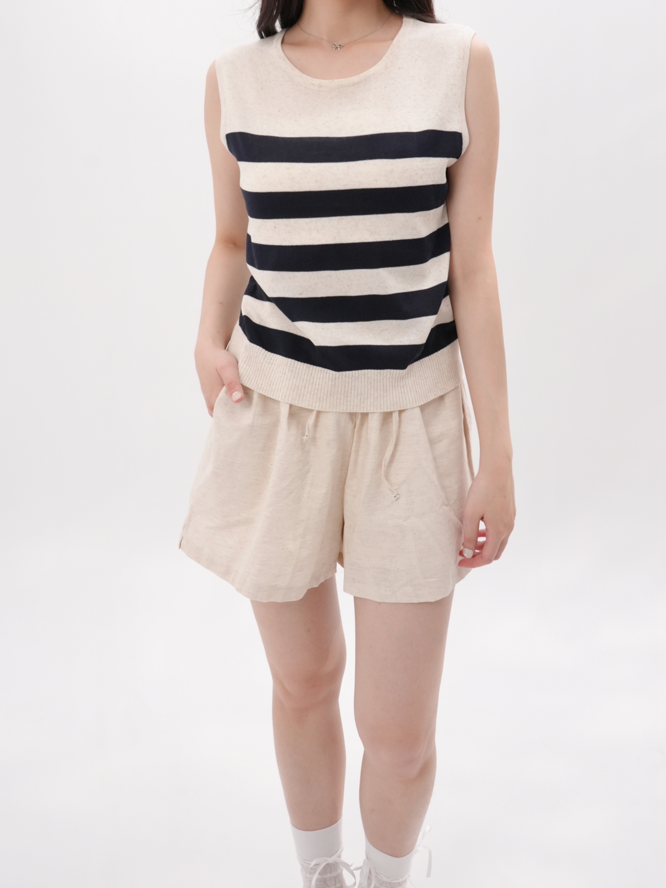 法朵Fado shop｜圓領條紋針織背心 0113130 二色