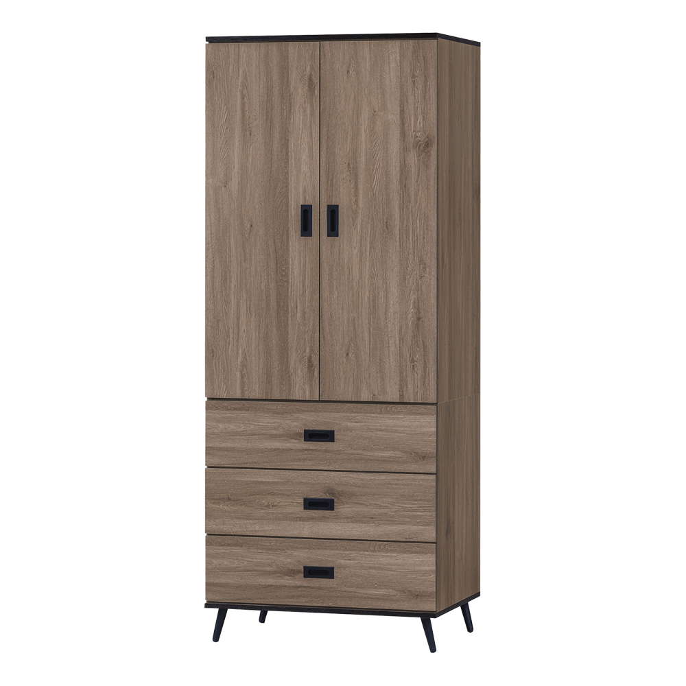 溫森2.7尺工業風二門三抽衣櫃