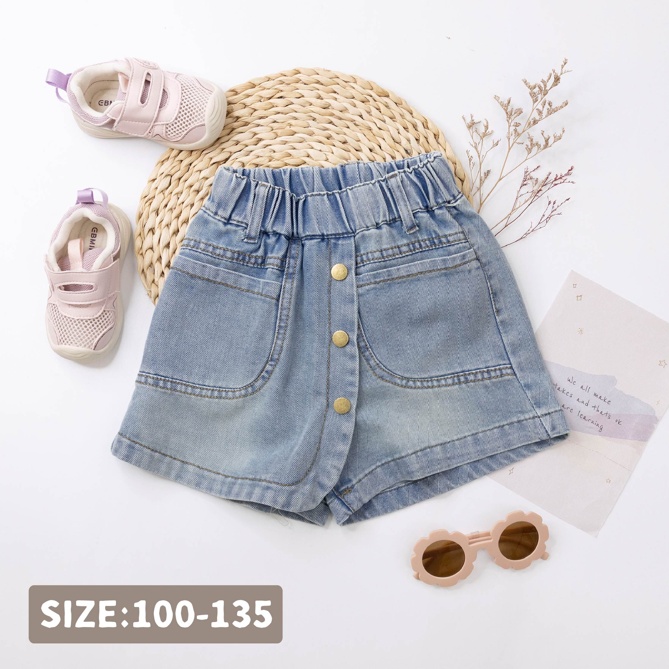 【H50914】質感鈕釦造型牛仔褲裙