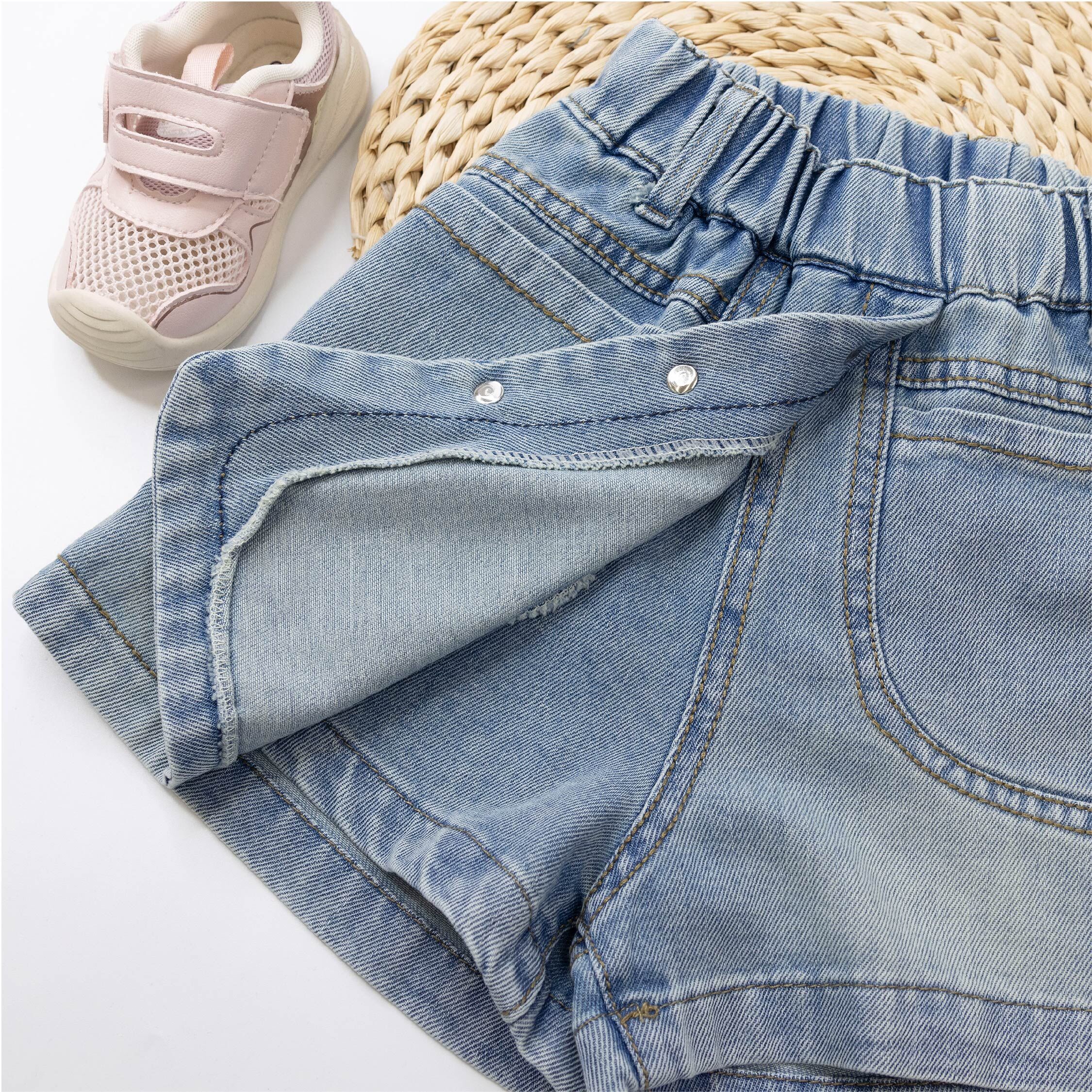 【H50914】質感鈕釦造型牛仔褲裙