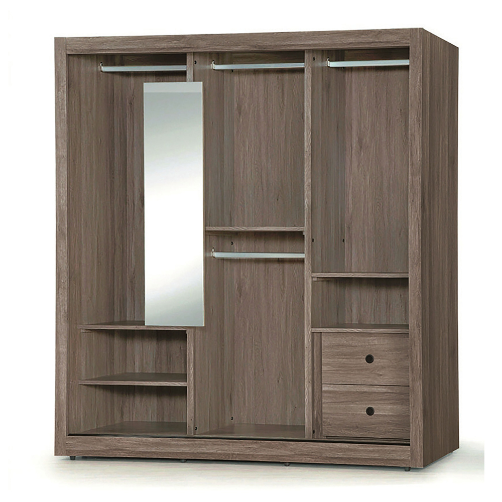 奧爾6.1尺推/拉門衣櫃(四吊桿+二抽)