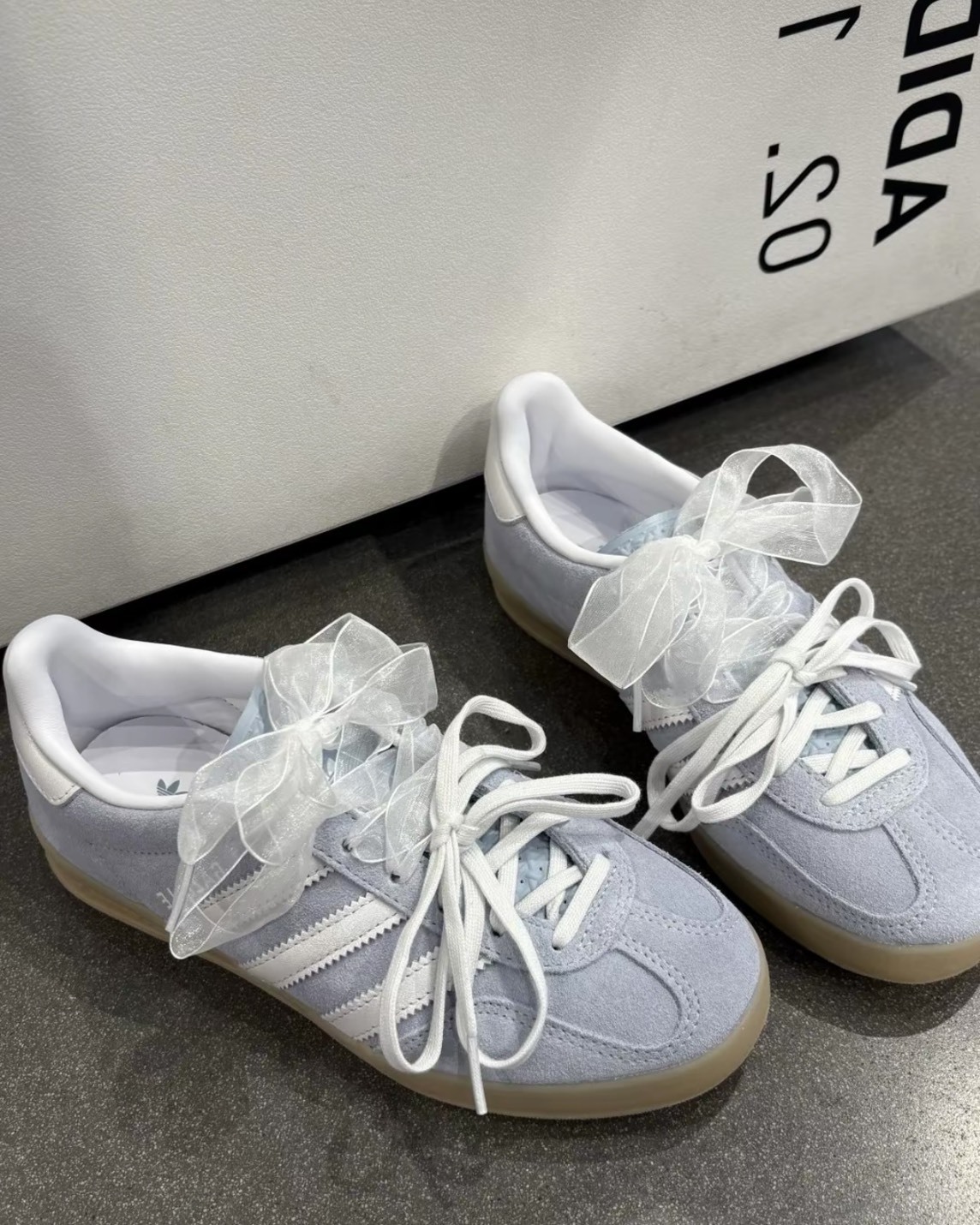 Adidas Gazelle Indoor 奶油藍 緞帶鞋帶