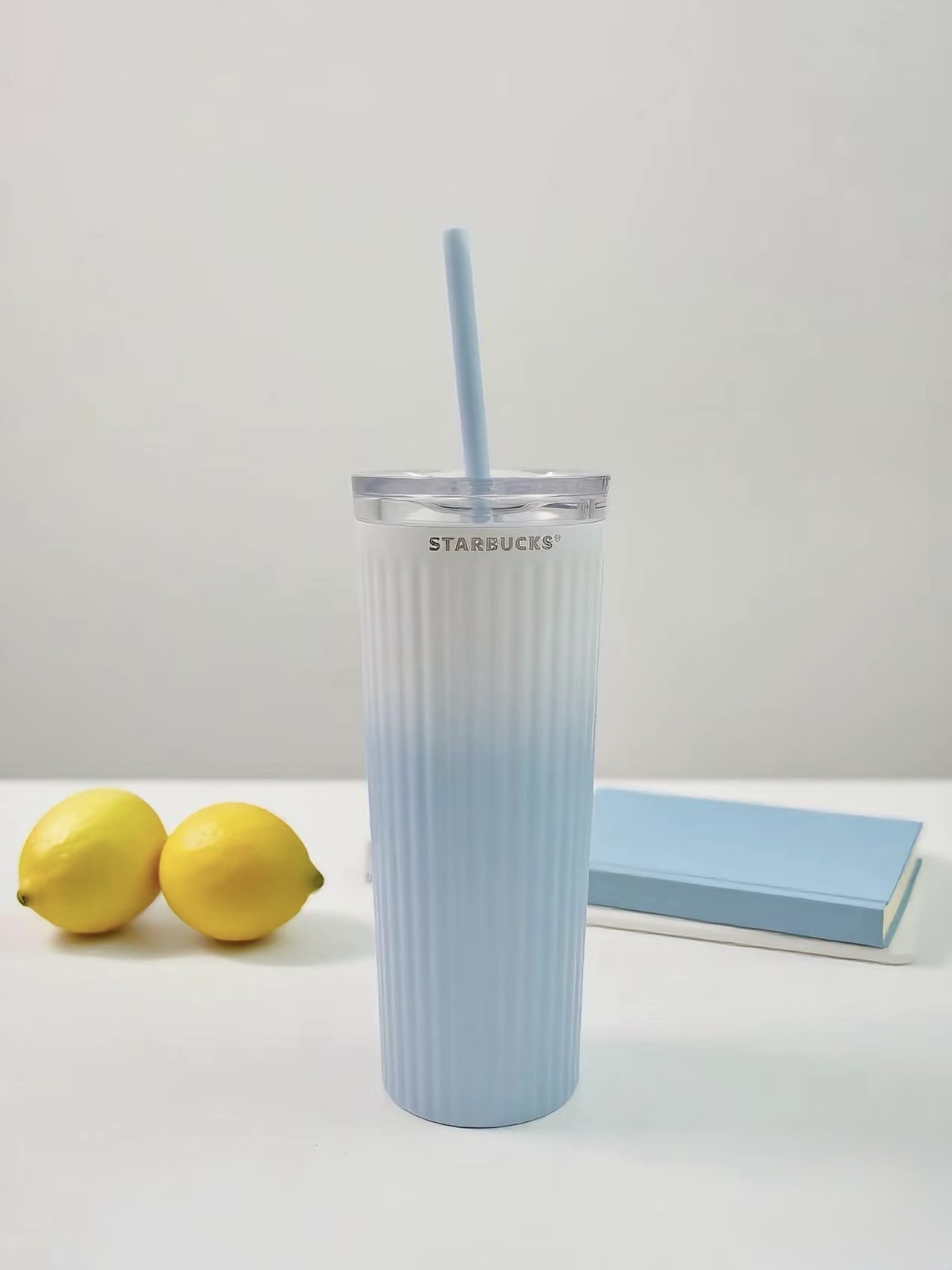 KTQ STORE ‧ STARBUCKS 星巴克 夏季情侶款 海鹽藍雙蓋薯條杯  473ml