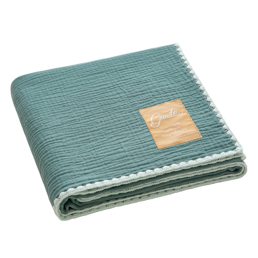 gunite 極緻棉柔美系列-紗布蓋毯 | 透氣快乾80x100cm｜療癒藍綠