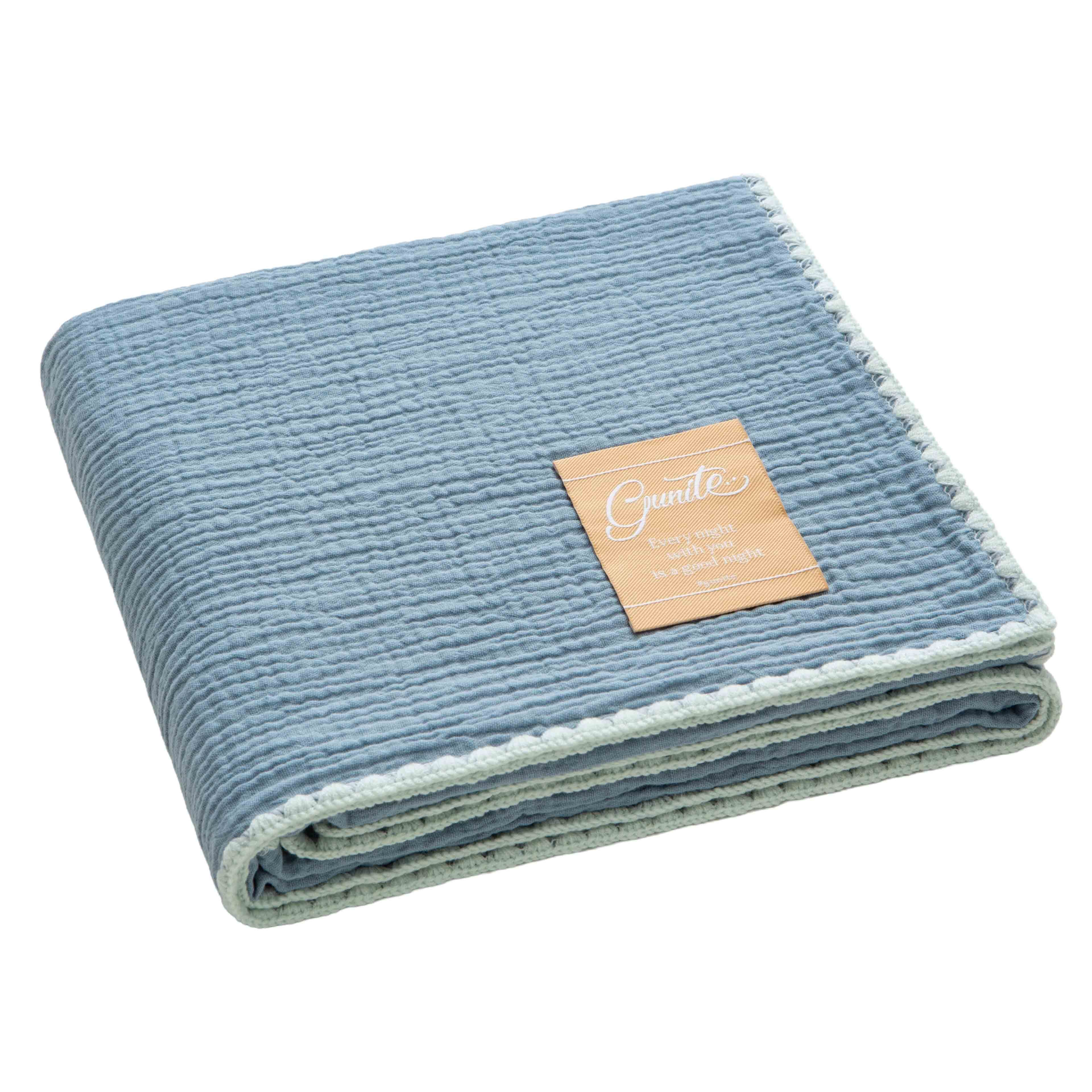 gunite 極緻棉柔美系列-紗布蓋毯 | 透氣快乾80x100cm｜療癒天藍