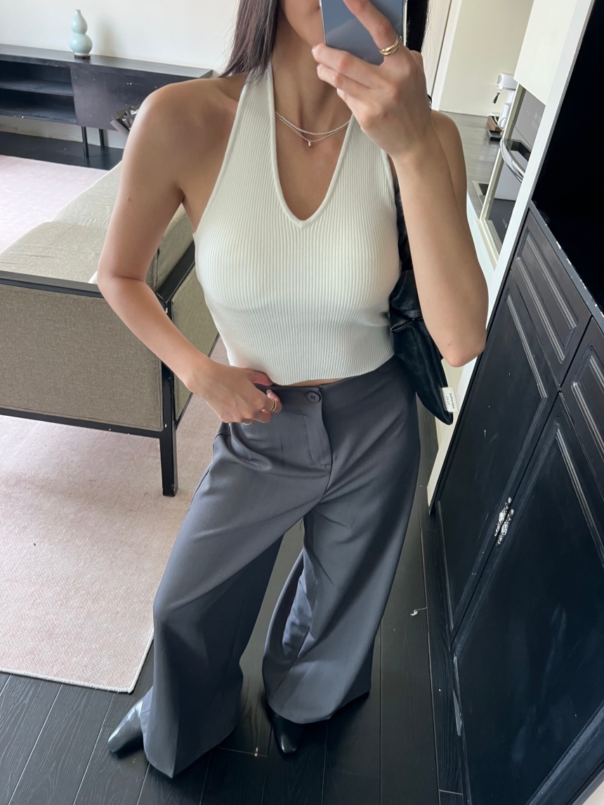 附胸墊針織掛脖小背心*4色